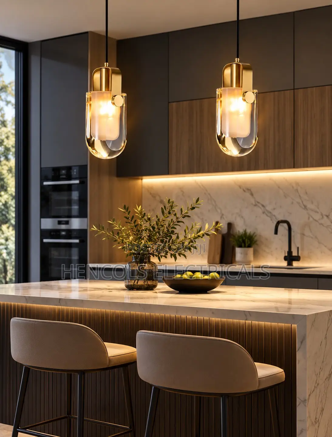 Modern Gold & Glass Pendant Light