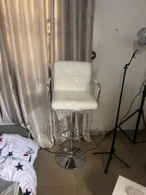 White Adjustable Swivel Bar Stool Chair