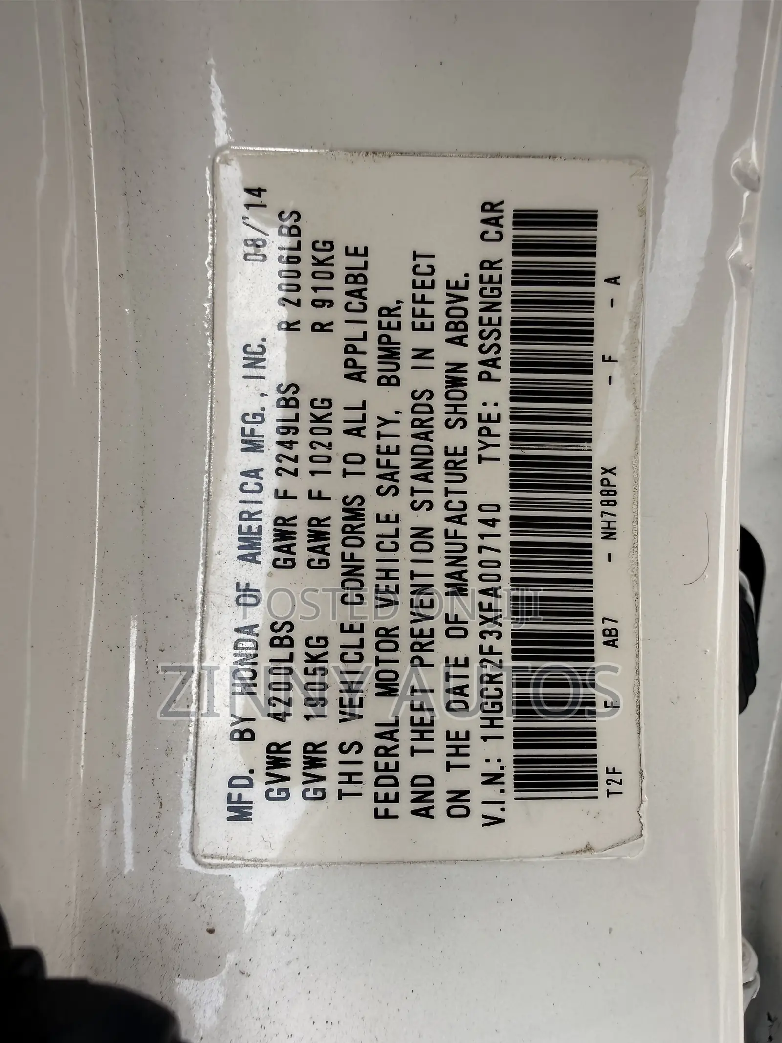 Honda Accord 2015 White
