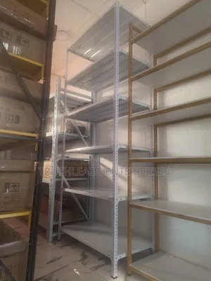 All Metal White Bolted Display and Storage Shelf