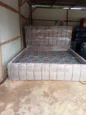 Executive 6×6ft Upholstered Bed Frame – Grey & Beige
