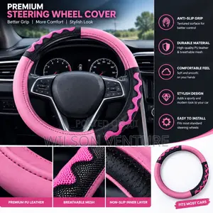 Premium Pink & Black Steering Wheel Cover