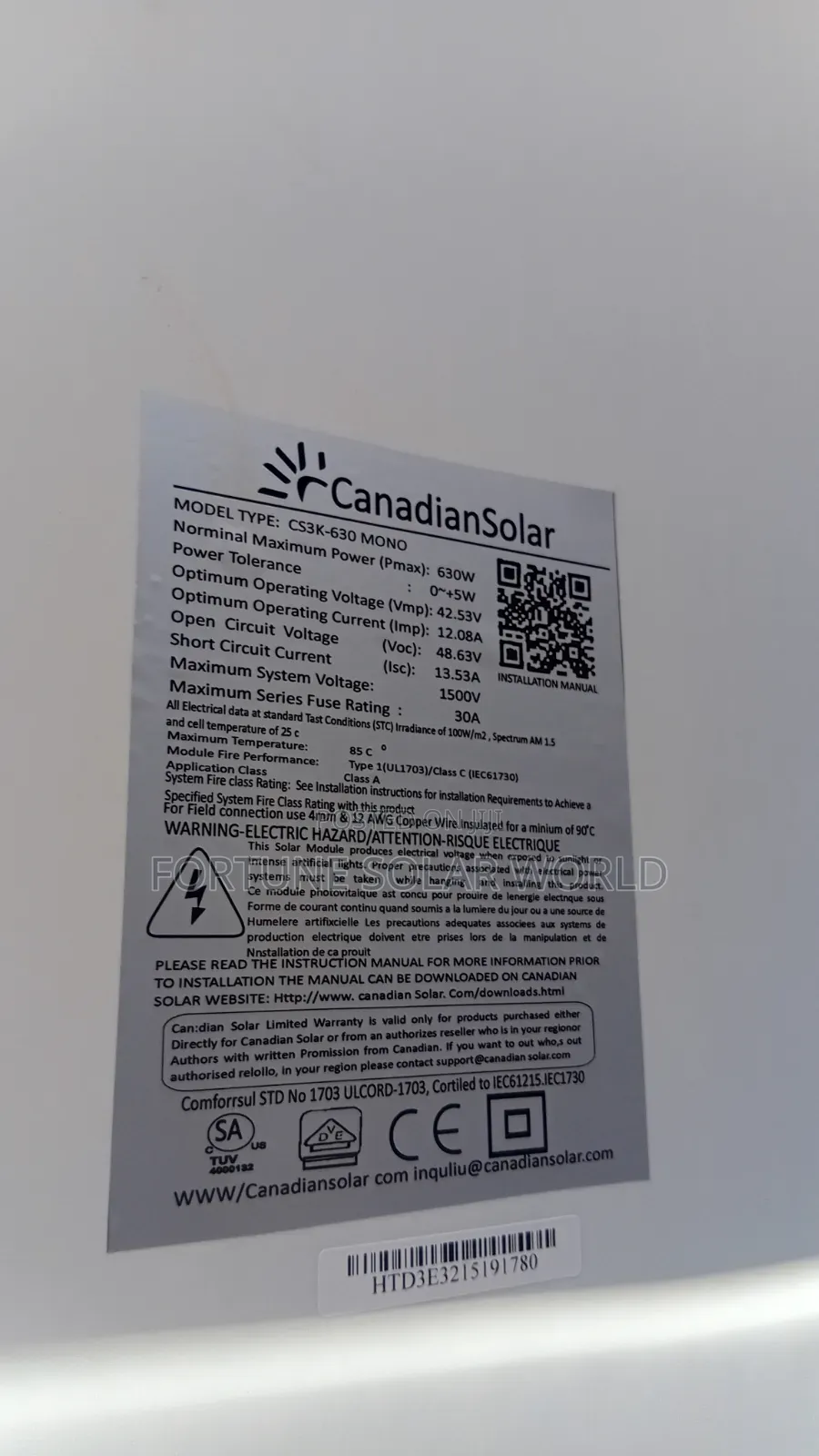 630watts 12/48v Canadian Mono Solar Panel