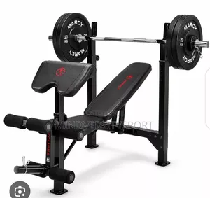 Weight Bench, Barbell and Plate