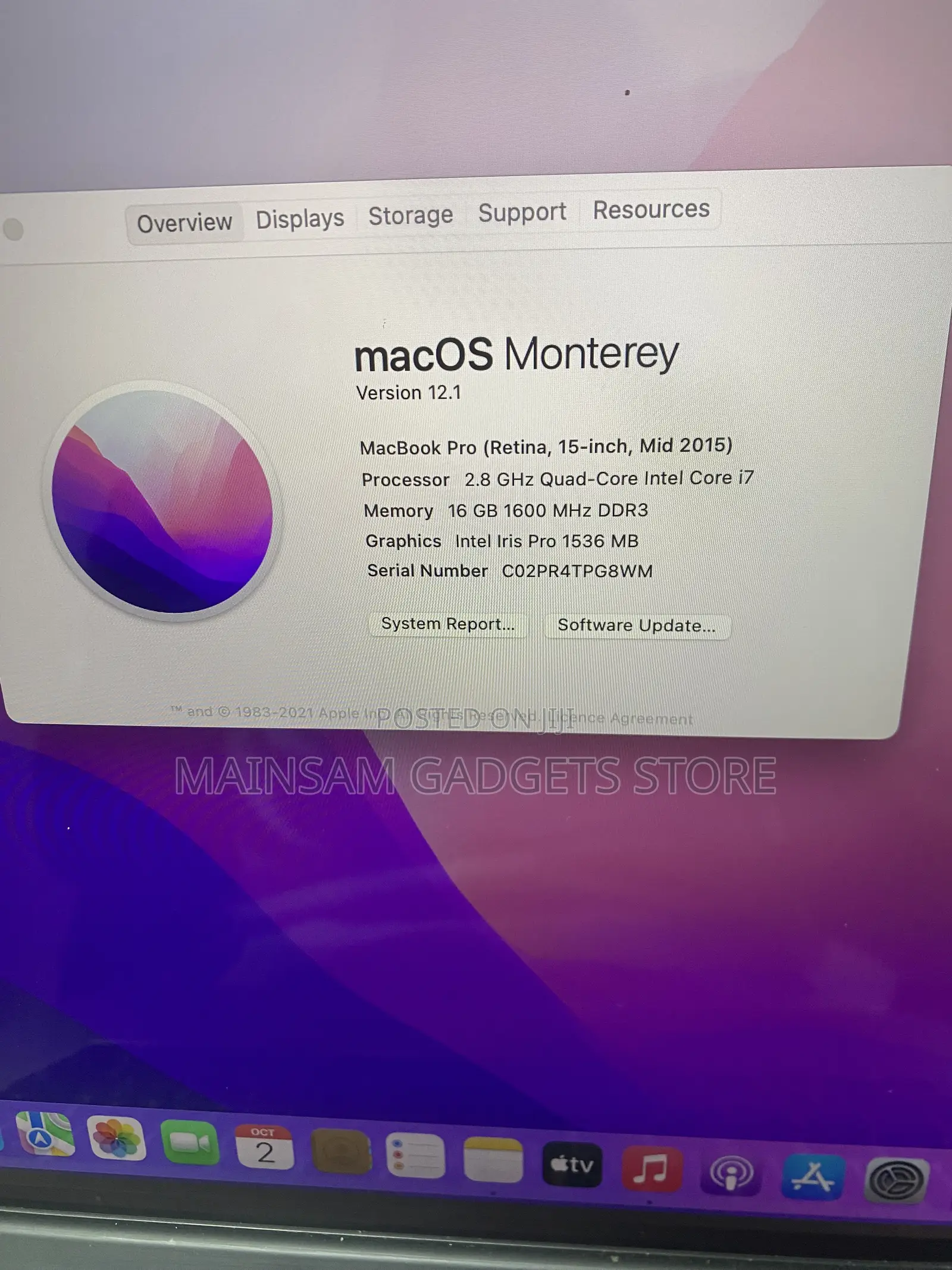 Laptop Apple MacBook Pro 2015 16GB Intel Core i7 SSD 1T