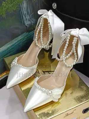 Satin Draped Pearl With Charming Bow Bridal Heels