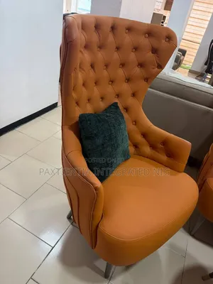 Orange Leather Accent Chair.