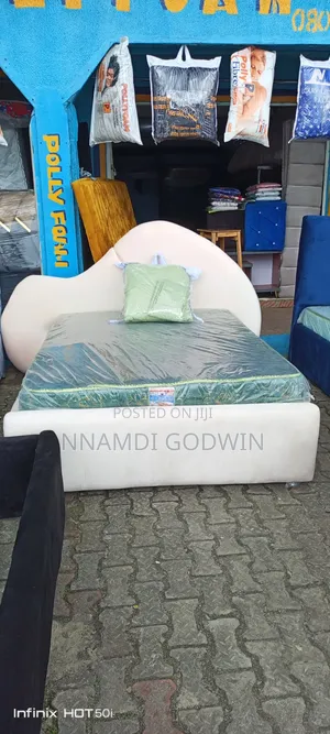 Beautiful Bed Frame With 8 Inches Mattress Double Quilted Polly Foam