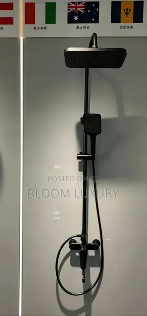 Chrome and Black Surface Bathroom Shower