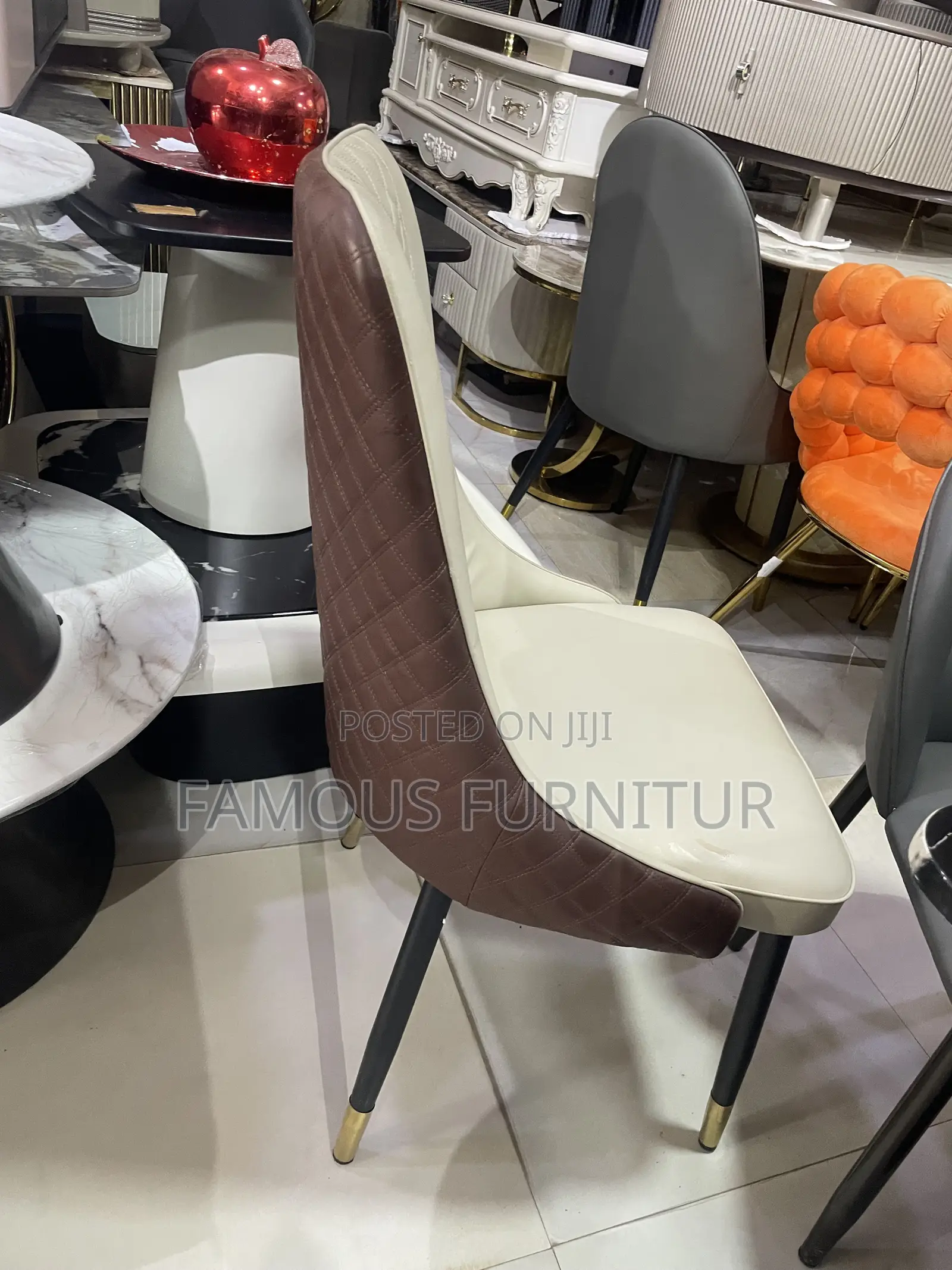 Modern Upholstered Marble Dining Table With 4 Chairs