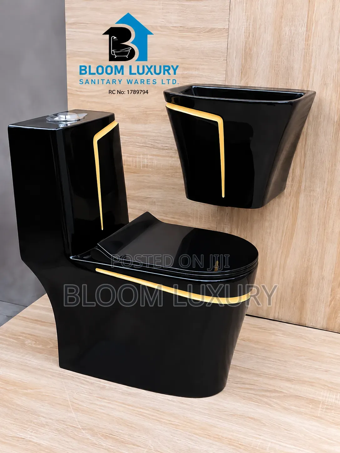 Glossy + Gold Line Water Closet 