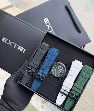 Extri Men's Chronograph Watch With 4 Silicone Strap