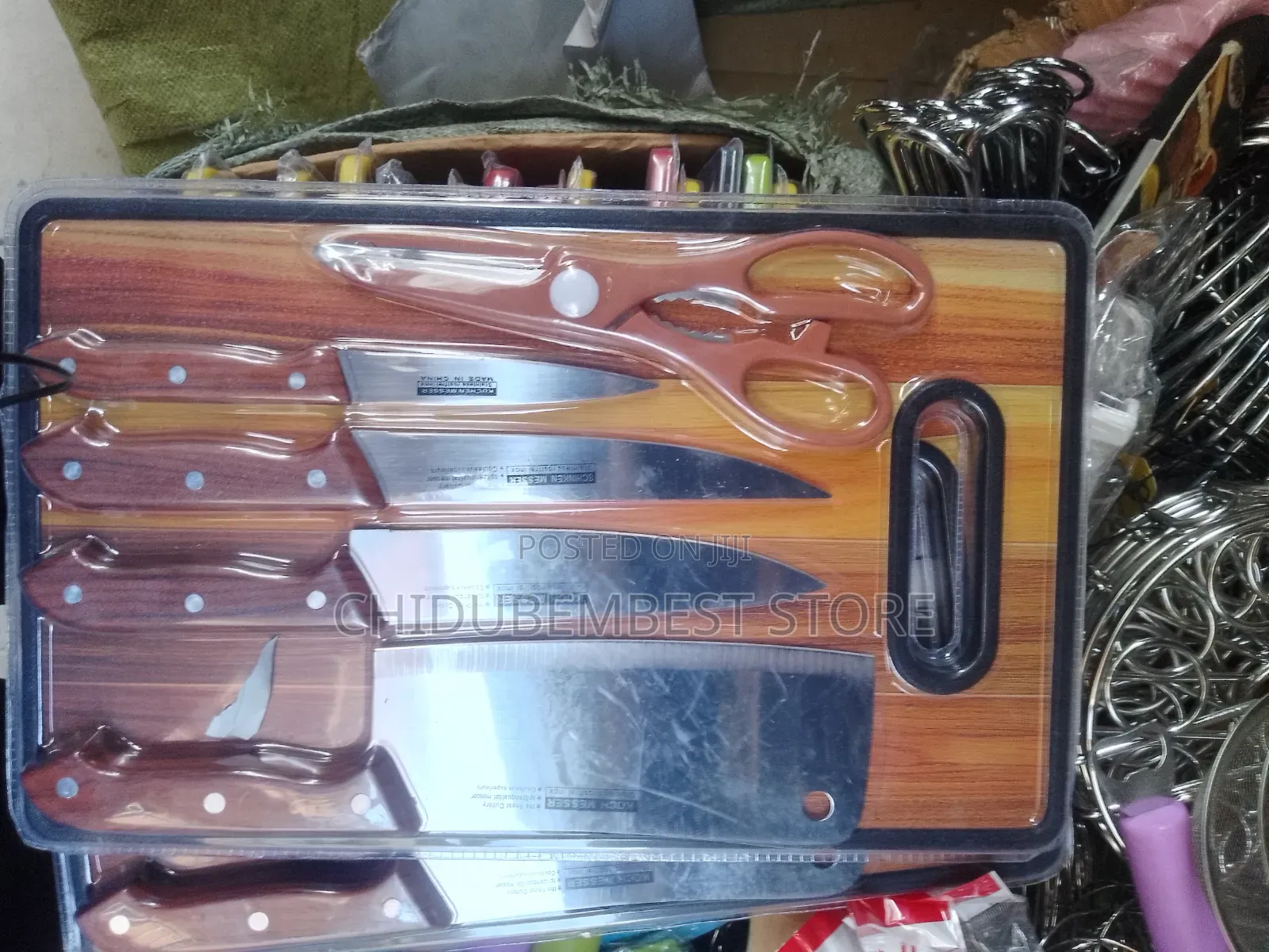 6-Piece Kitchen Knife Set With Cutting Board & Scissors.