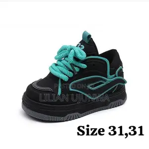 Kids Sneakers Size 31 - Black & Turquoise Fashion Sneakers Quality