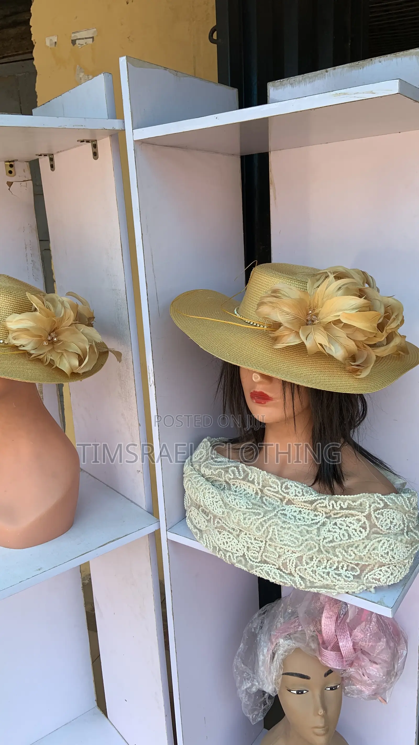 Gold Hat With Feather Decoration