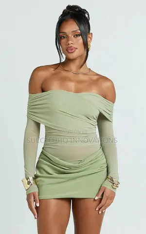 Sage Green Draped Bodycon Mini Dress