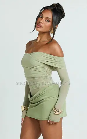 Sage Green Draped Bodycon Mini Dress
