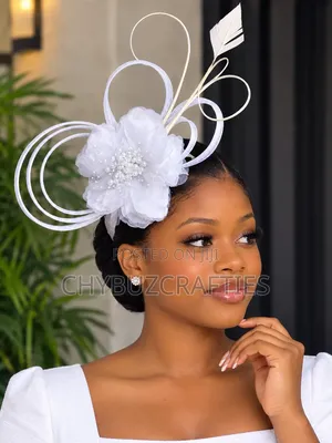White Handmade Rose Facinator
