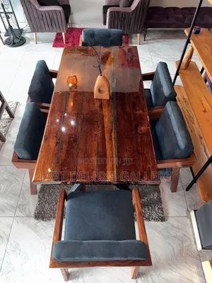 6-Seater Dining Set With Epoxy Table Top Coat