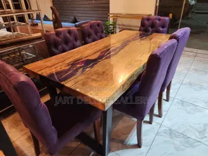 Epoxy Finish 6-Seater Dining Table Set