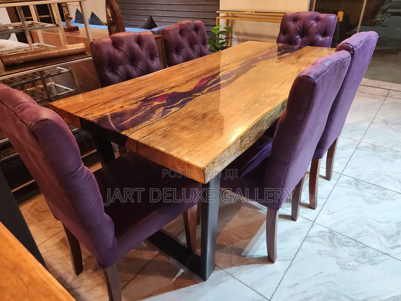 Epoxy Finish 6-Seater Dining Table Set