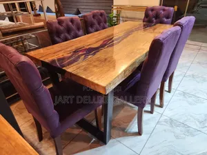 Epoxy Finish 6-Seater Dining Table Set