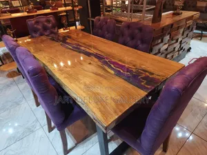6-Seater Epoxy Coated Dining Table Set