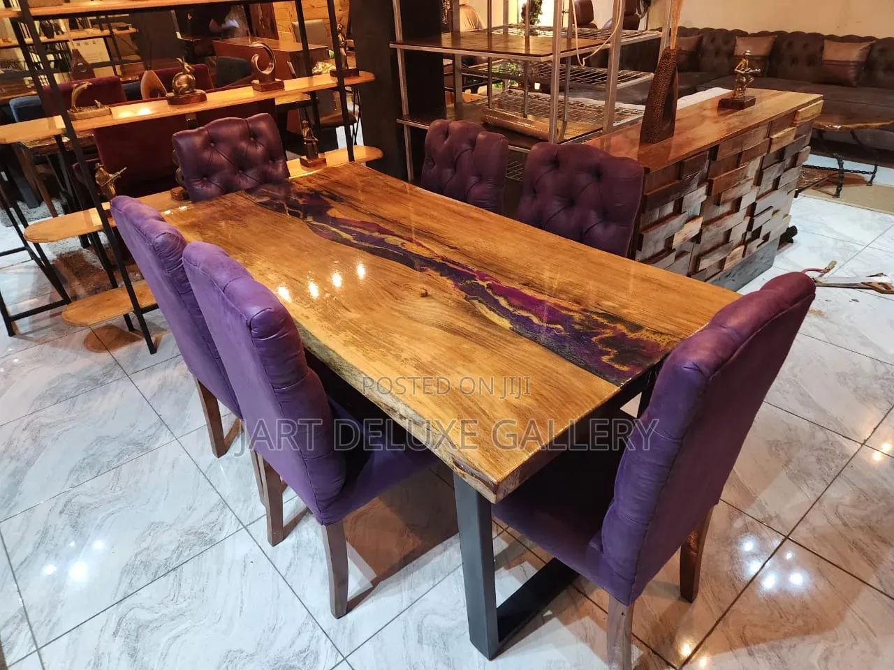 6-Seater Epoxy Coated Dining Table Set