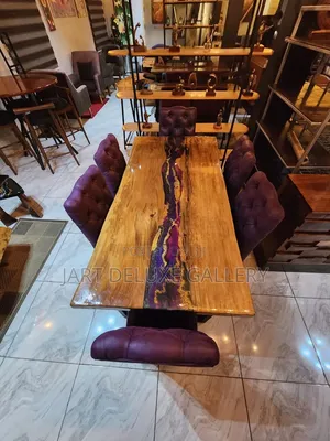 6-Seater Epoxy Coated Dining Table Set