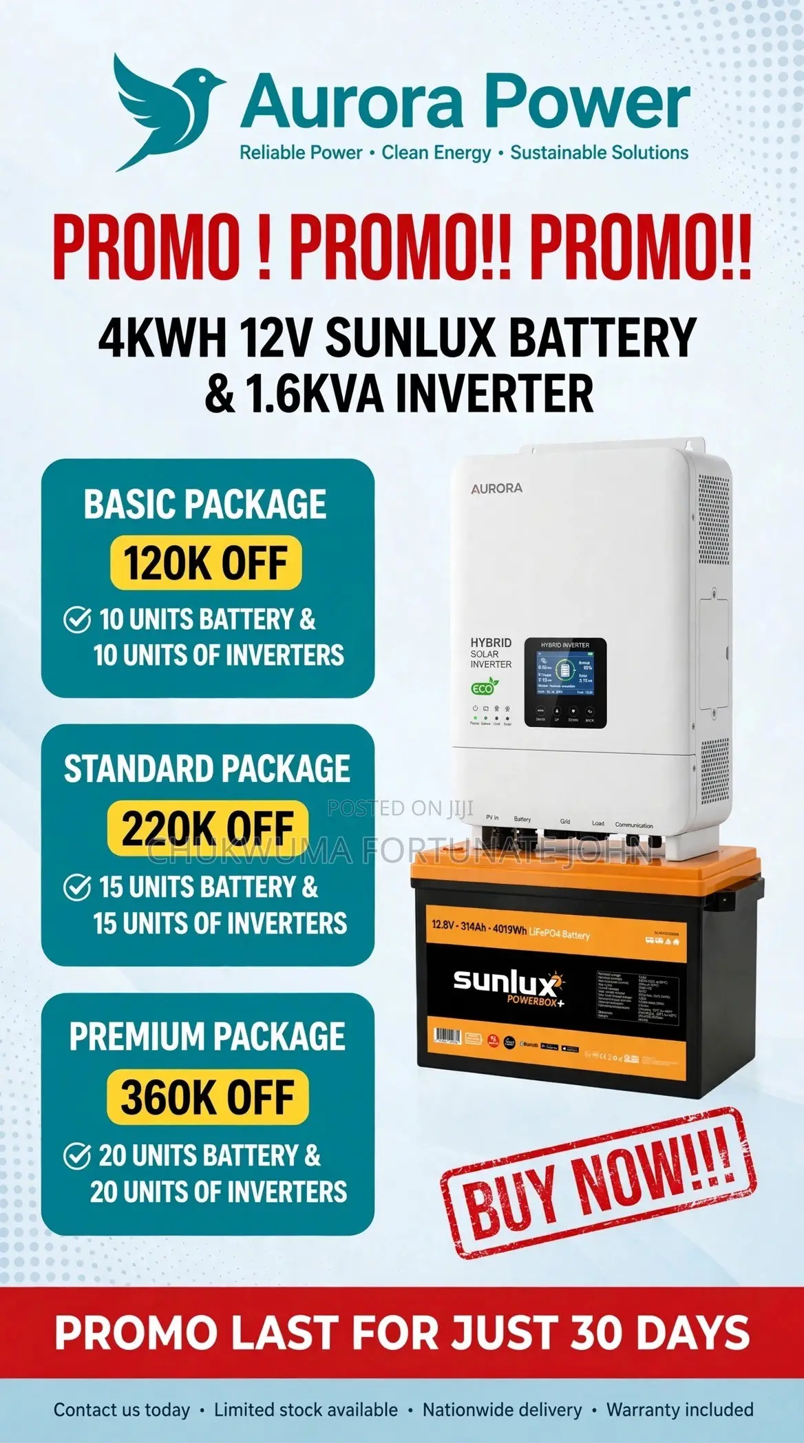 Sunlux 4kwh(12 Volts) Battery
