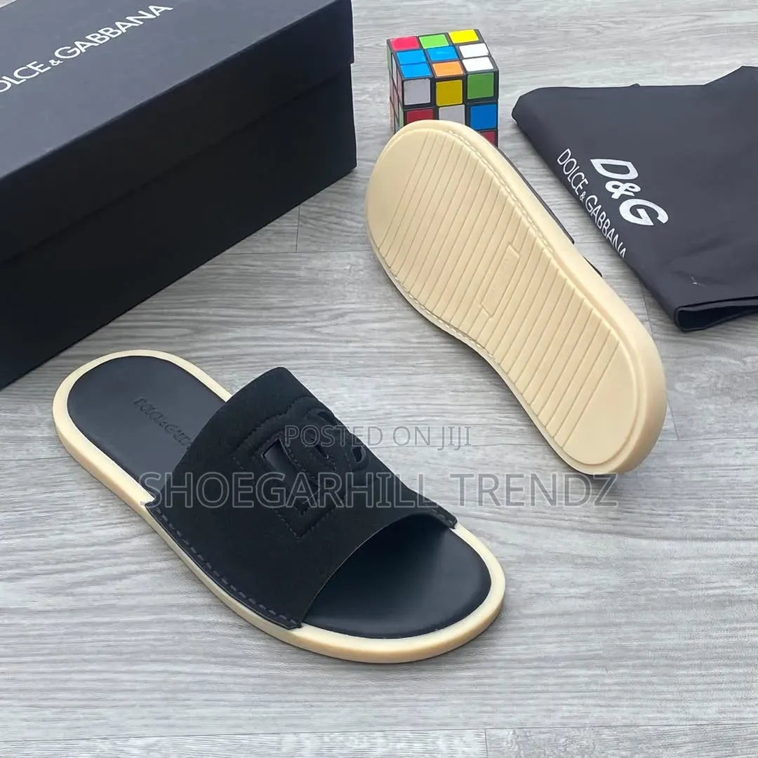 Dolce and Gabana Suede Palm Slippers