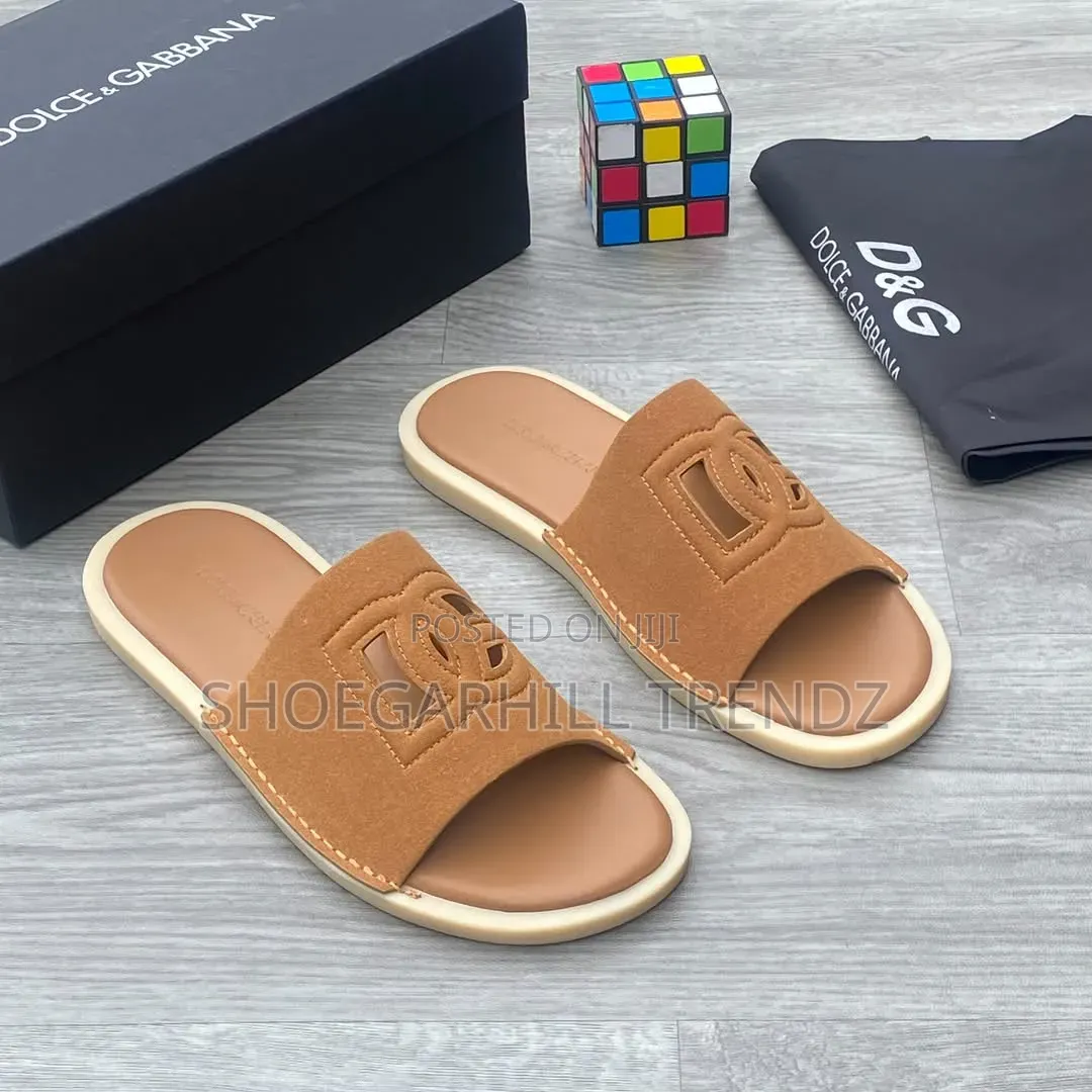 Dolce and Gabana Suede Palm Slippers
