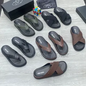 Prada Scissors and Crisscross Mens Palm Slippers