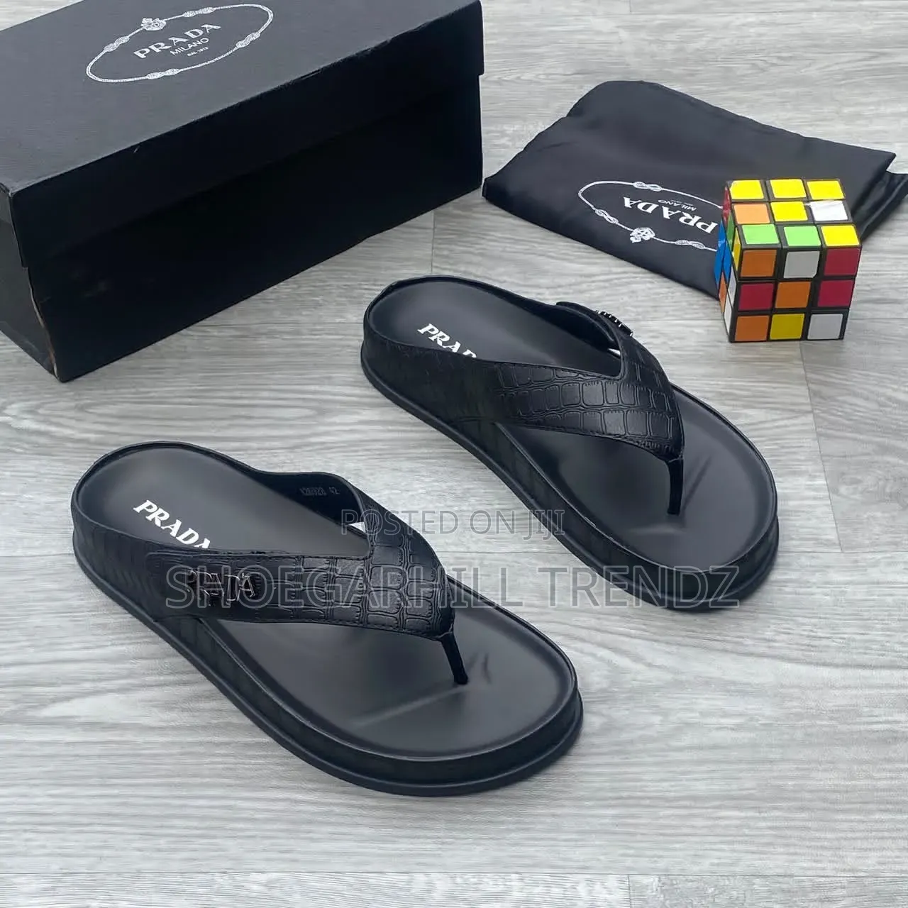 Prada Scissors and Crisscross Mens Palm Slippers