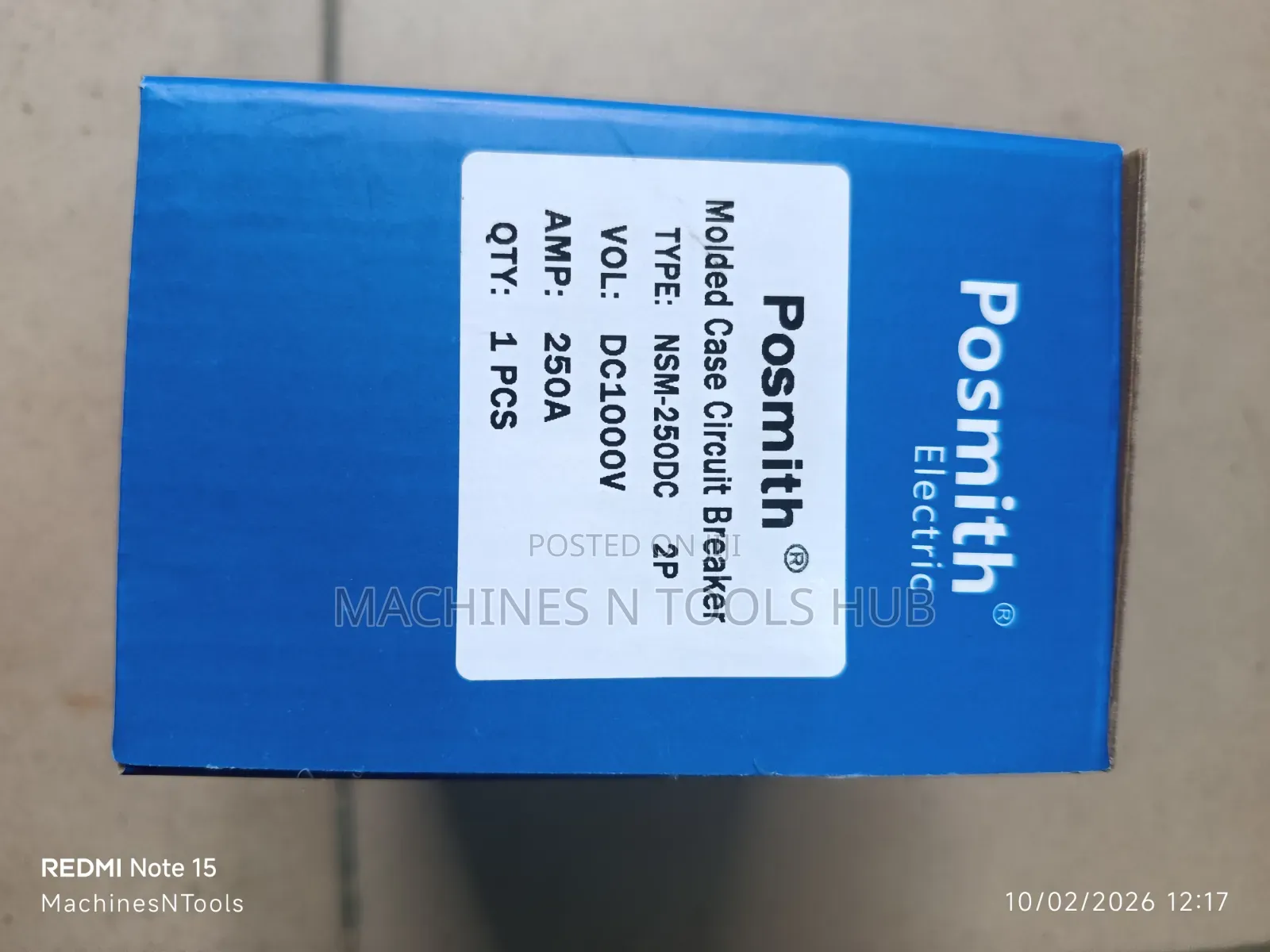 Posmith 250A 2-Pole DC Molded Case Circuit Breaker (MCCB)