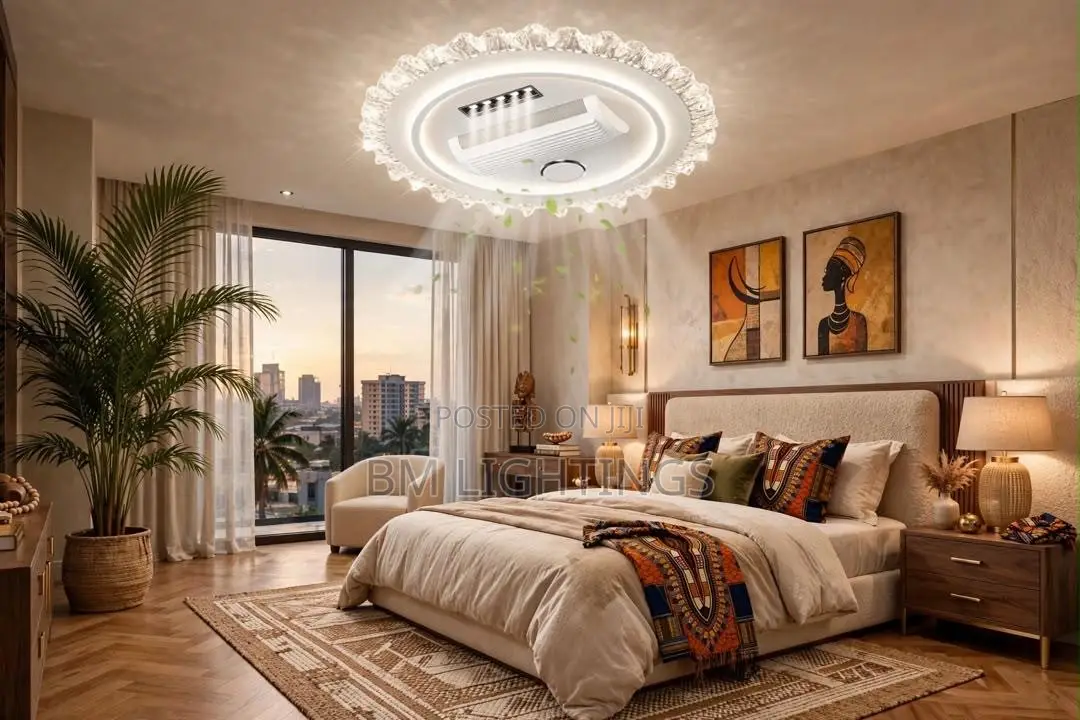 Luxury Crystal Ceiling Light With AC and Bluetooth Speaker