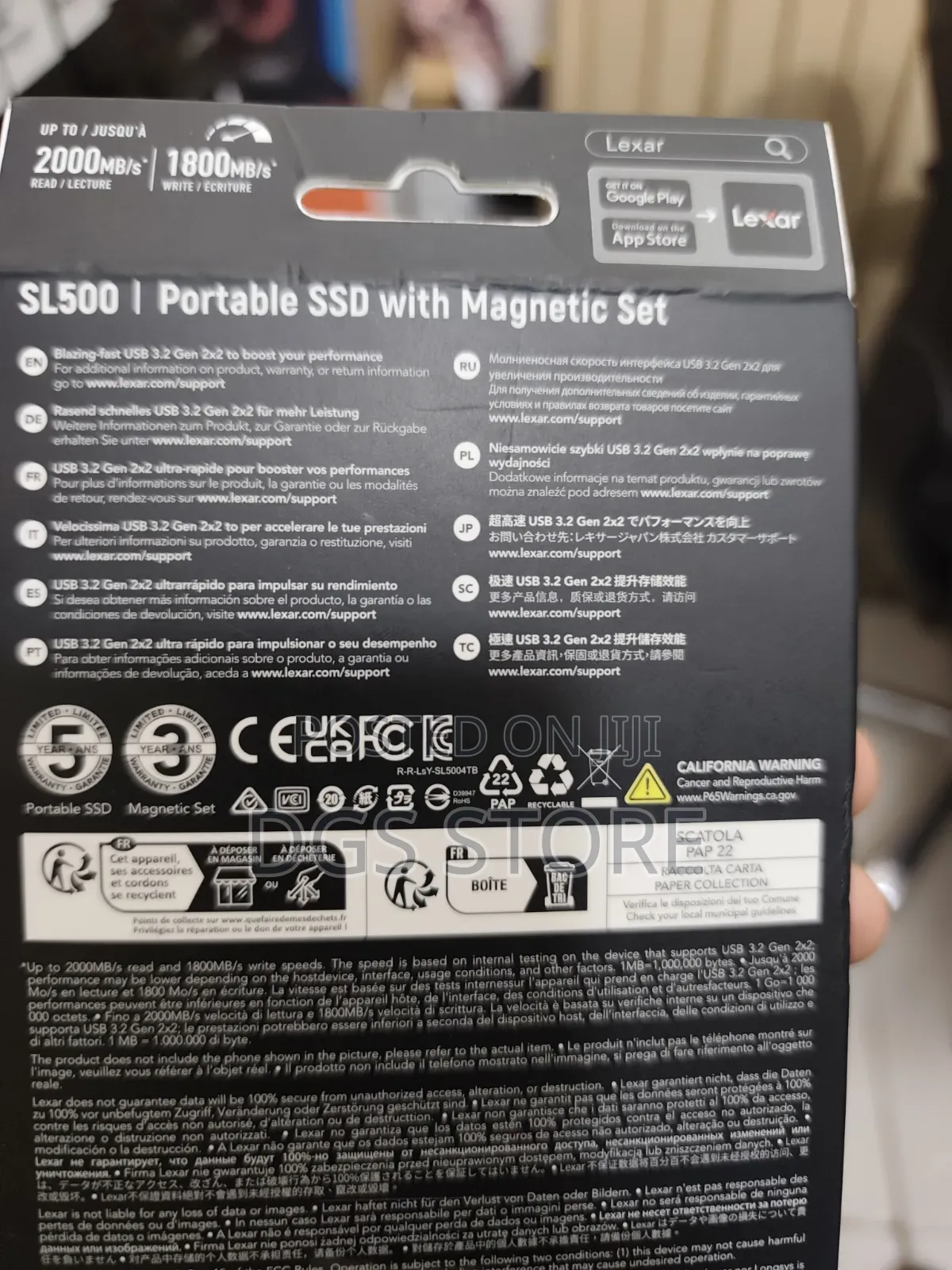 Lexar SL500 Portable SSD With Magnetic Set 2tb 2000mbs