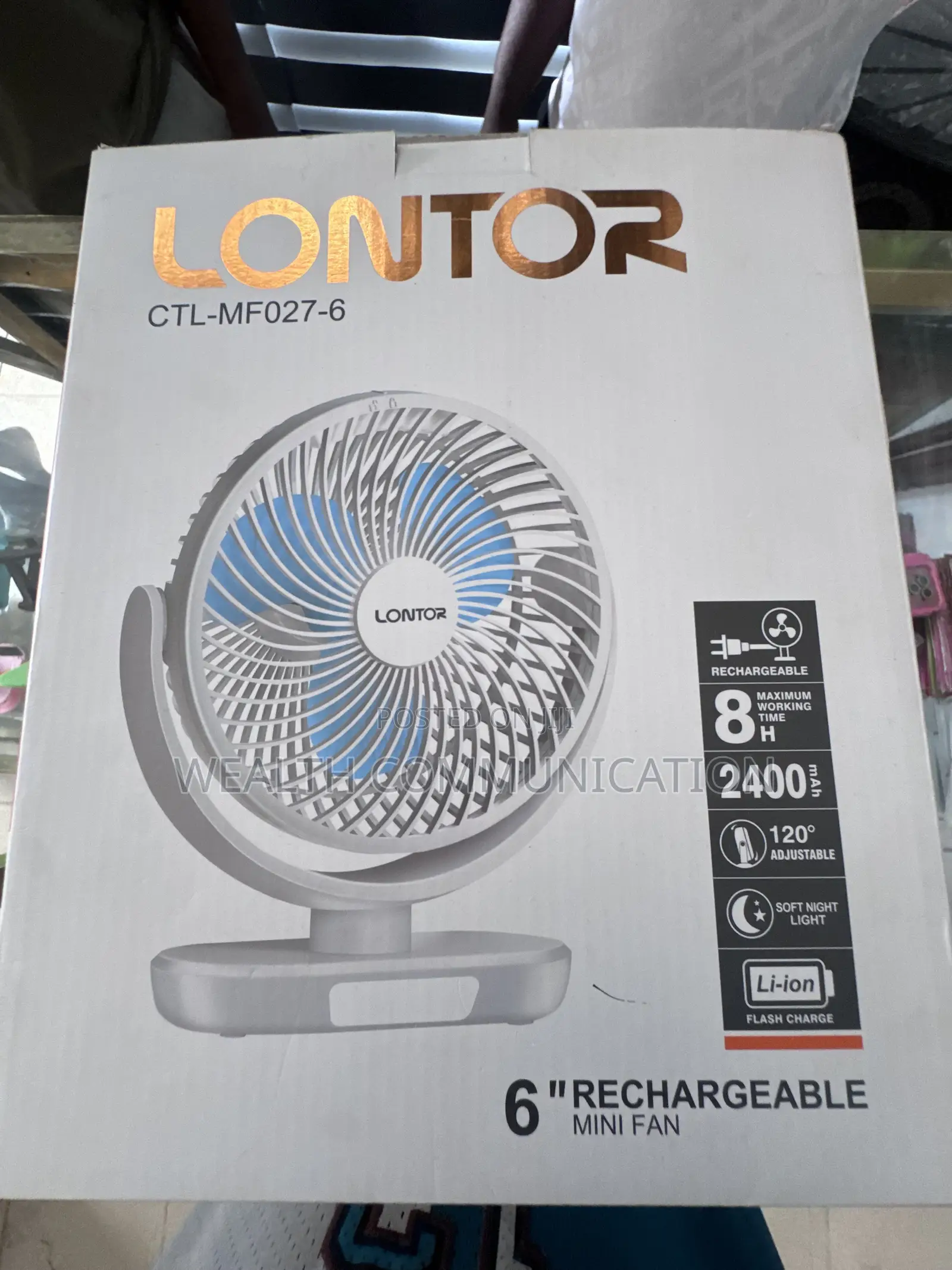 Lontor 6inch Rechargeable Mini Fan