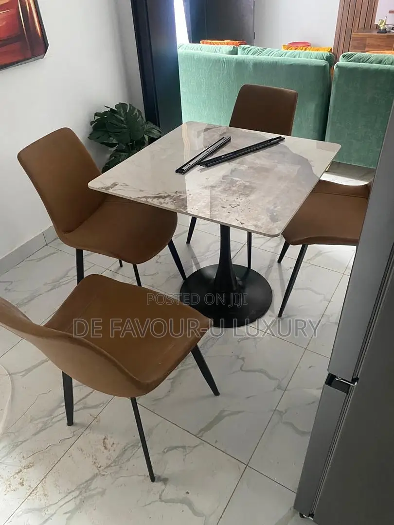 Ceramic Marble Dining Table by 4 Chairs