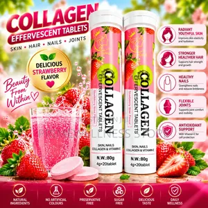 Collagen Effervescent Tablets in a Strawberry Kiwi Flavor