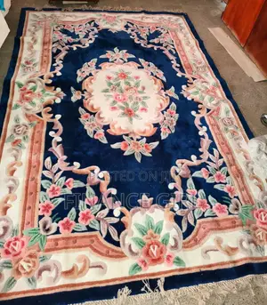 Brand New Giant 6x9ft Luxury Blue & Pink Embossed Center Rug