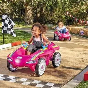 Little Tikes Jett Car Racer Ride on Pedal Car, Pink, Adjustable Seat