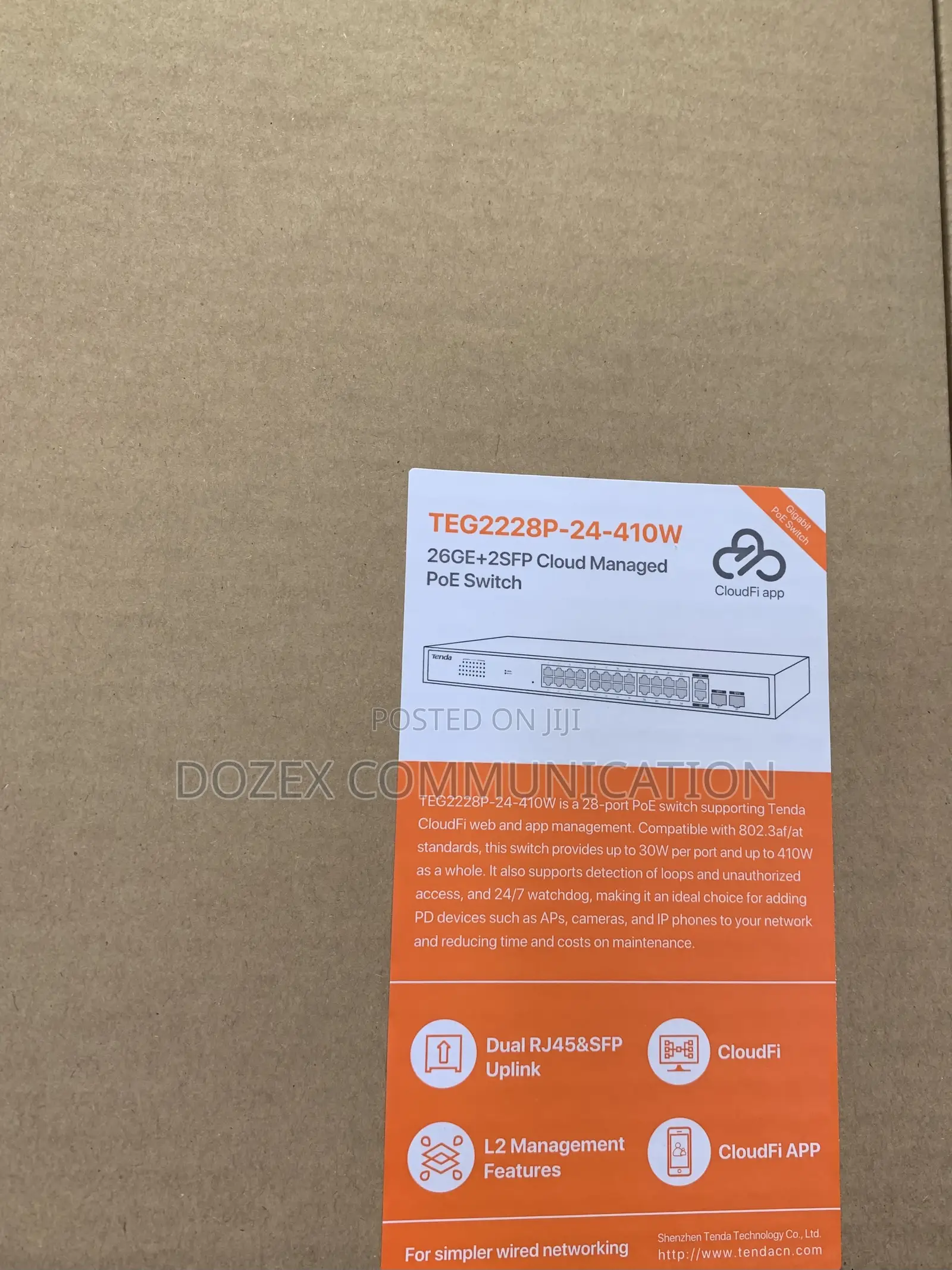 TENDA TEG2228P-410W 26GE+2SFP Cloud Managed Switch