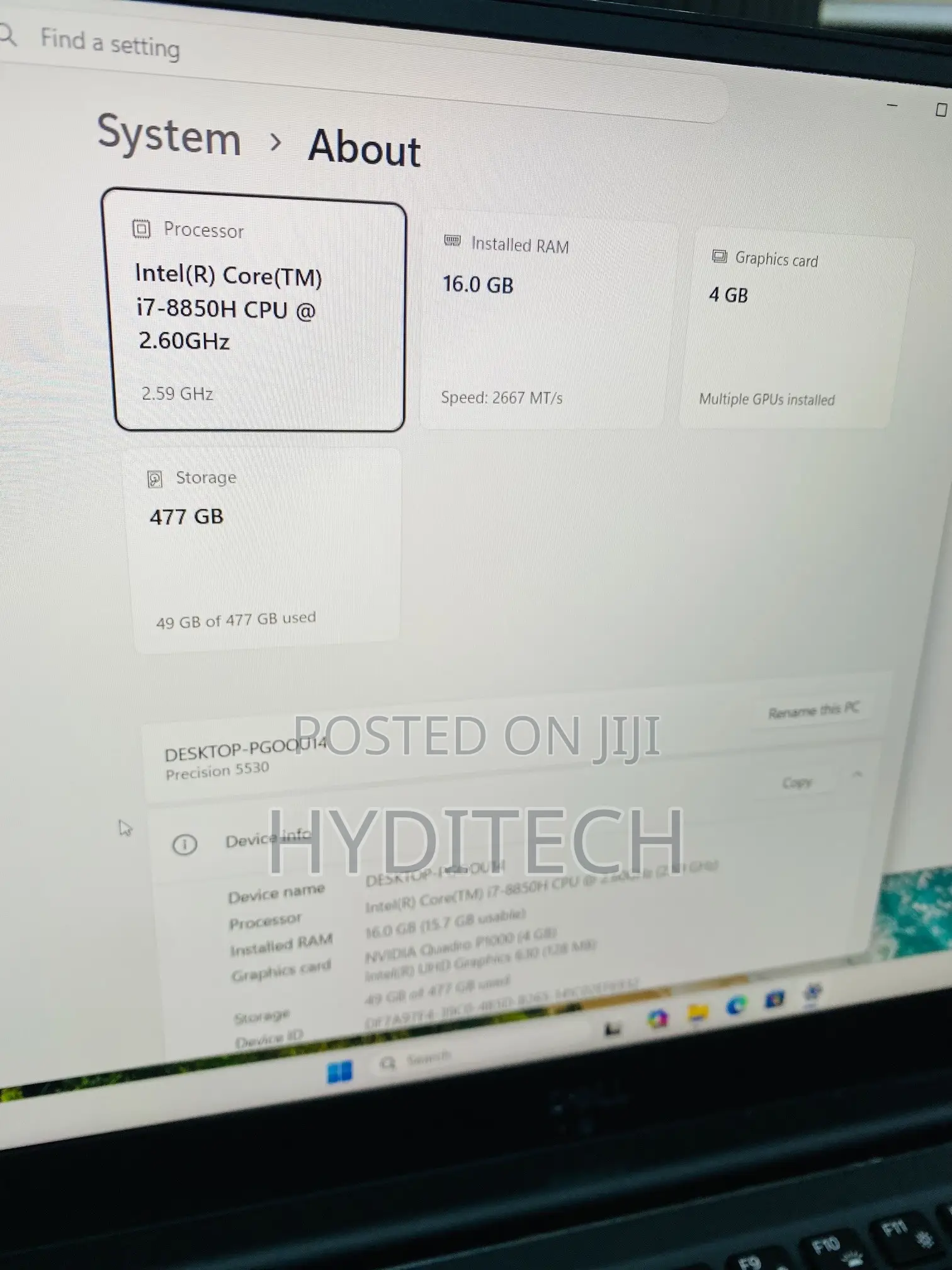 Laptop Dell Precision 5530 16GB Intel Core i7 SSD 512GB