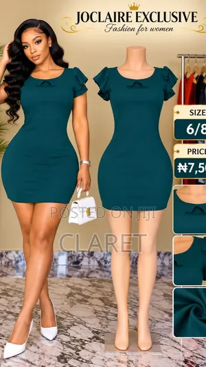 Beautiful Short Green Fitted Dress for Women