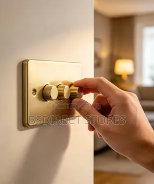 Brass Effect Gold 3-Gang Push on/Off Rotary Dimming Switch