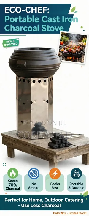 ECO-CHEF Portable Charcoal Stove - Smokeless - Saves 70% Charcoal