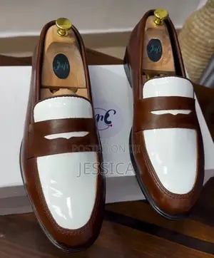 Men's Hand Made Brown and White SLIP-ON SHOE