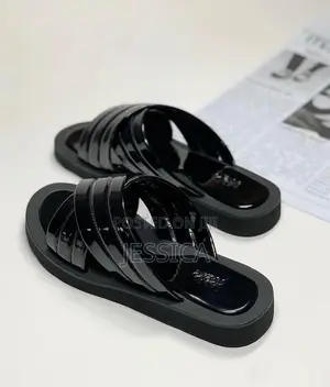 Men's Patent Black Slippers
