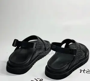 Mens Black Mat Leather Sandals
